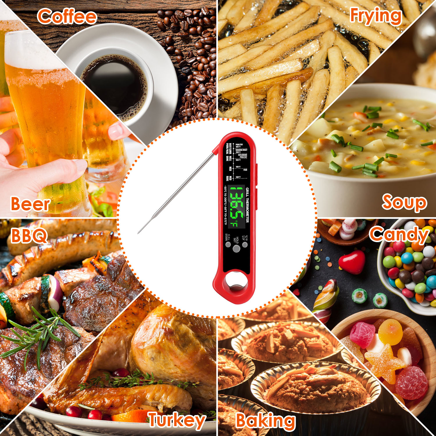 Digital Thermometer BBQ Meat Food Cooking Temperature Tester